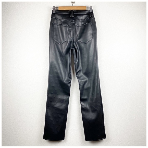 Good American Crystal Embellished Faux Leather Straight Leg Pants Size 27 - Picture 5 of 11